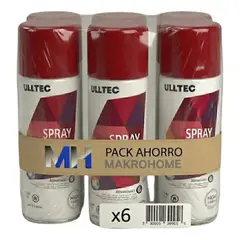 FULLTEC - Pack X6 Pintura Spray Tela Madera Metal Plastico Vehicular Rojo Scarlet 23