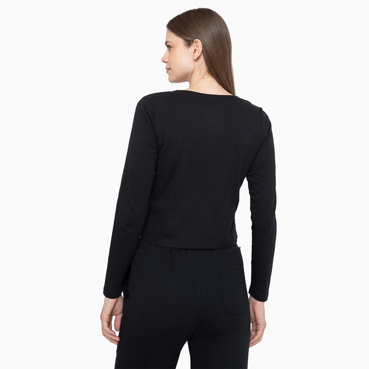 CONVERSE - Polera Converse Basic M/L Mujer Negro
