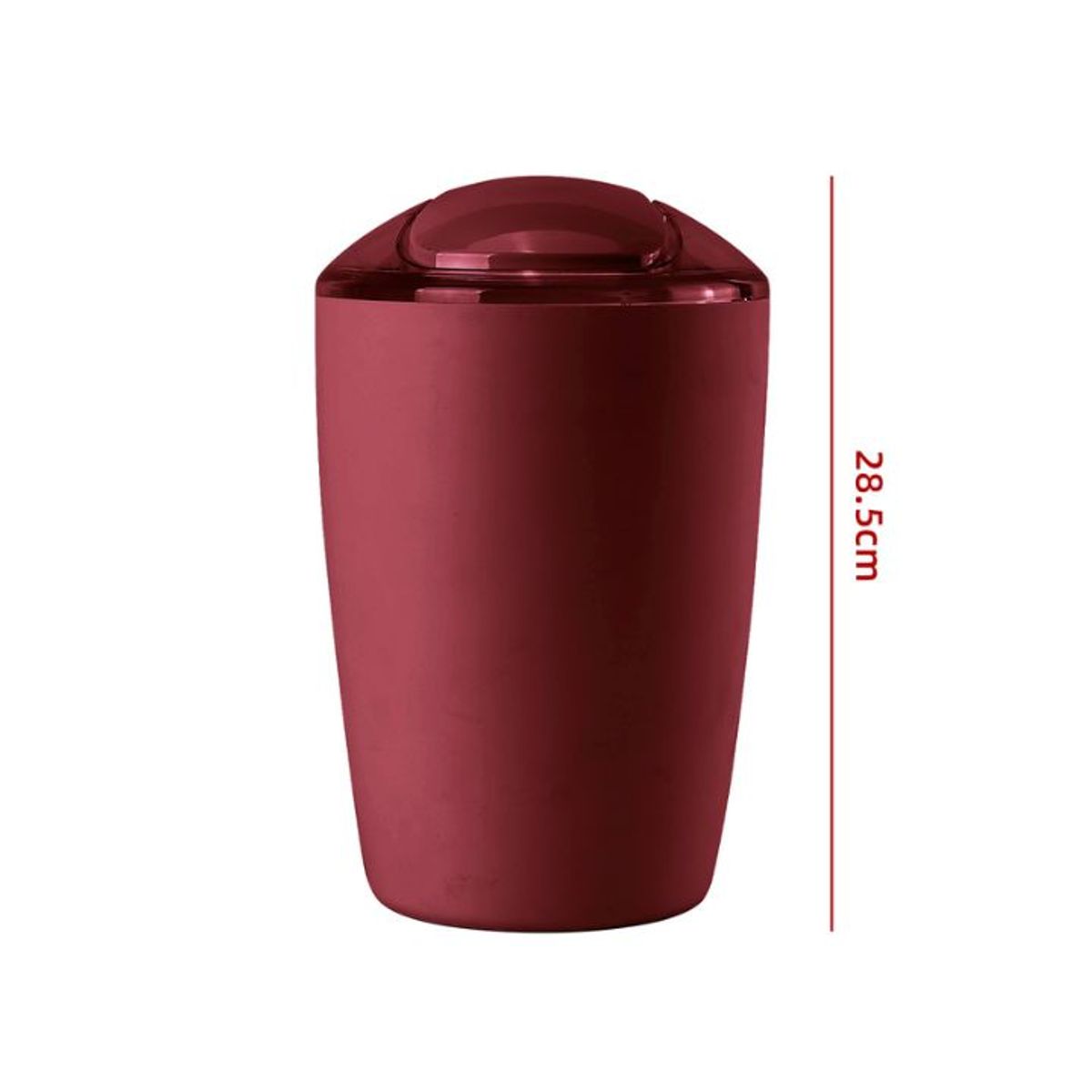 GENERICO - Cesto Papelero Slim Con Tapa - 28.5x19x14.5cm - Color Burdeo - 1 Unidad - Plástico Reforzado