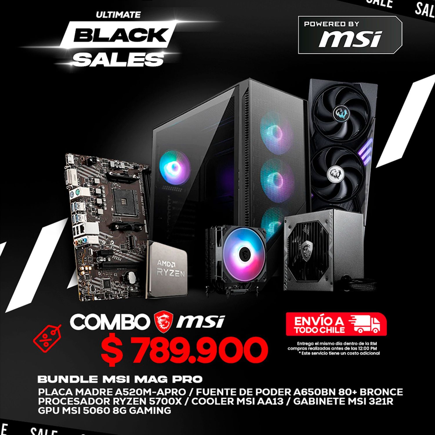 MSI Kit Gamer MSI MAG Pro Ryzen 7 5700X RTX 5060 8GB 650W