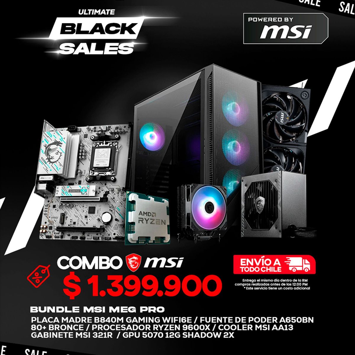 MSI - Kit Gamer MSI MEG Pro Ryzen 7 9700X RTX 5070 12GB 850W