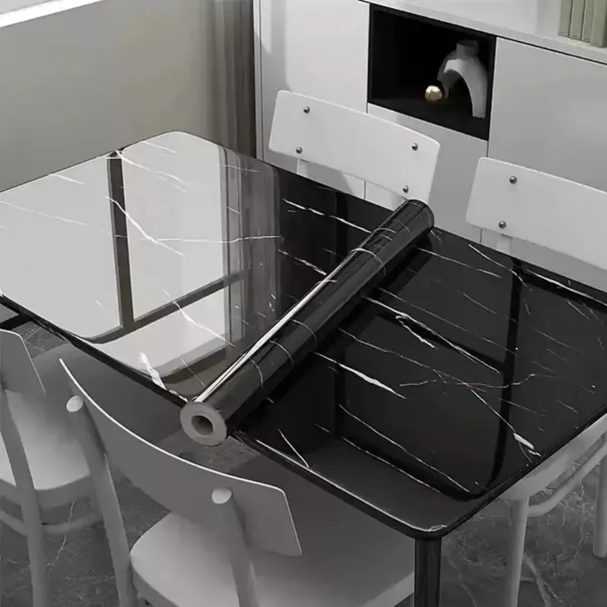 GENERICO - Papel Tapiz Adhesivo Mármol Impermeable 10 Metros Negro
