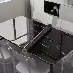 GENERICO - Papel Tapiz Adhesivo Mármol Impermeable 10 Metros Negro