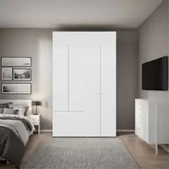 TUHOME - COMBO CLOSET 7 PUERTAS CON COLGADOR + MÓDULO SUPERIOR DREAMS BLANCO 200,0X120,0X40,2 CM