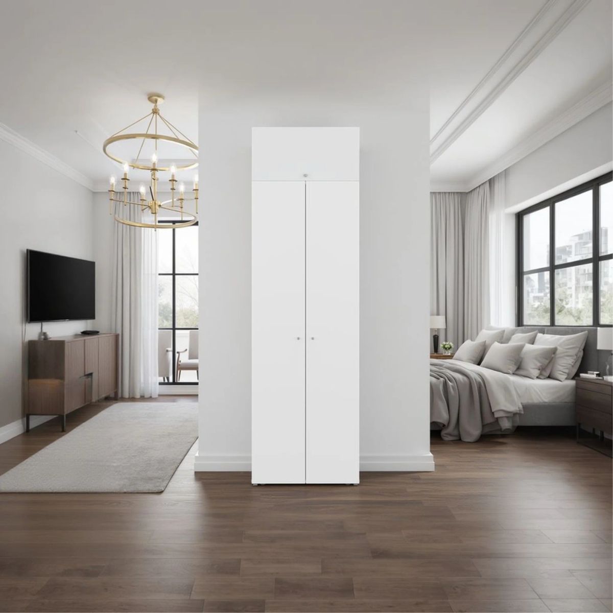TUHOME - COMBO CLOSET 3 PUERTAS CON COLGADOR + MÓDULO SUPERIOR DREAMS BLANCO 200,0X60,0X40,2 CM