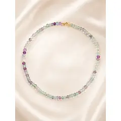 GENERICO - Collar Piedra Fluorita Natural Arco Iris