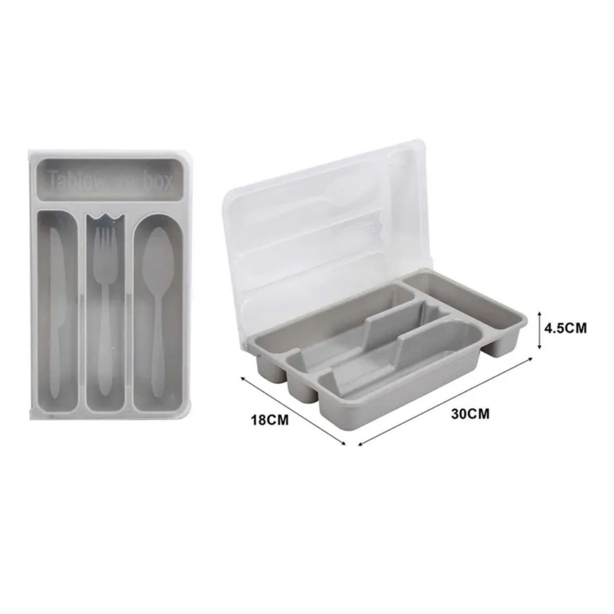 GENERICO - Organizador De Cubiertos Con Tapa 30x18x4.5 Cm Portátil