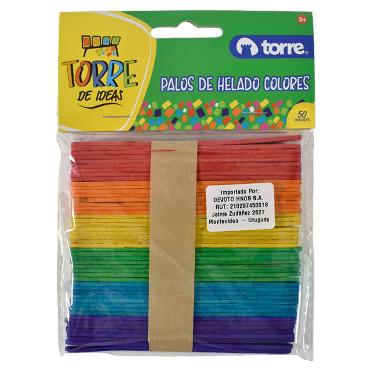 TORRE - Pack 29 Unidades Palos de Madera Colores 50 Unidades Torre