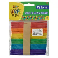 TORRE - Pack 29 Unidades Palos de Madera Colores 50 Unidades