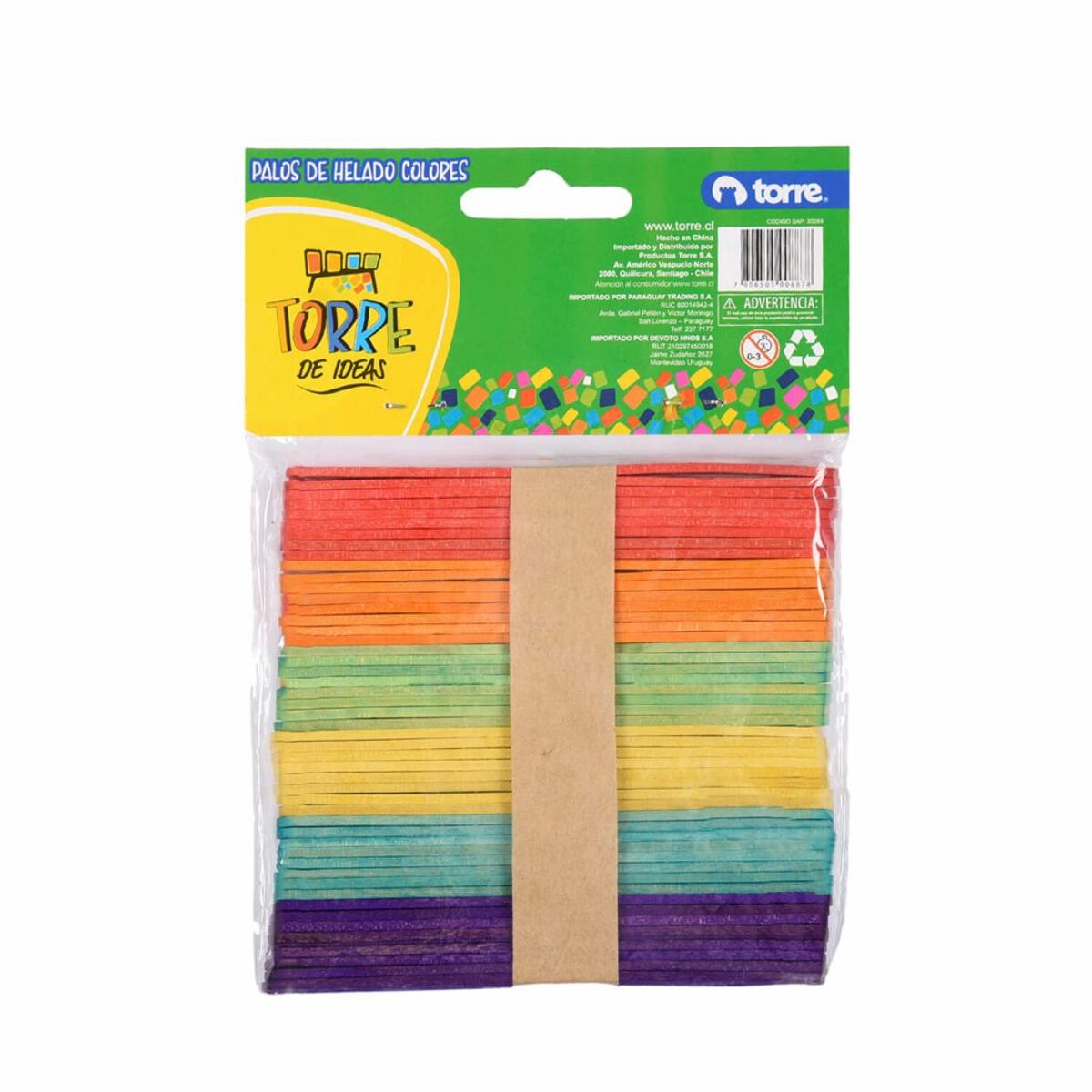 TORRE - Pack 29 Unidades Palos de Madera Colores 50 Unidades Torre