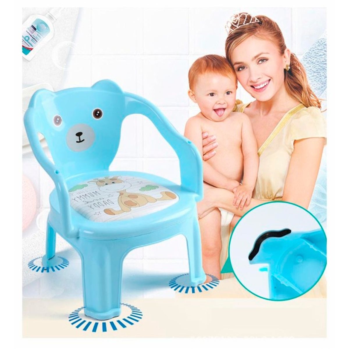 GENERICO - Silla Pequeña De Comer Para Bebés Y Niños Color Azul