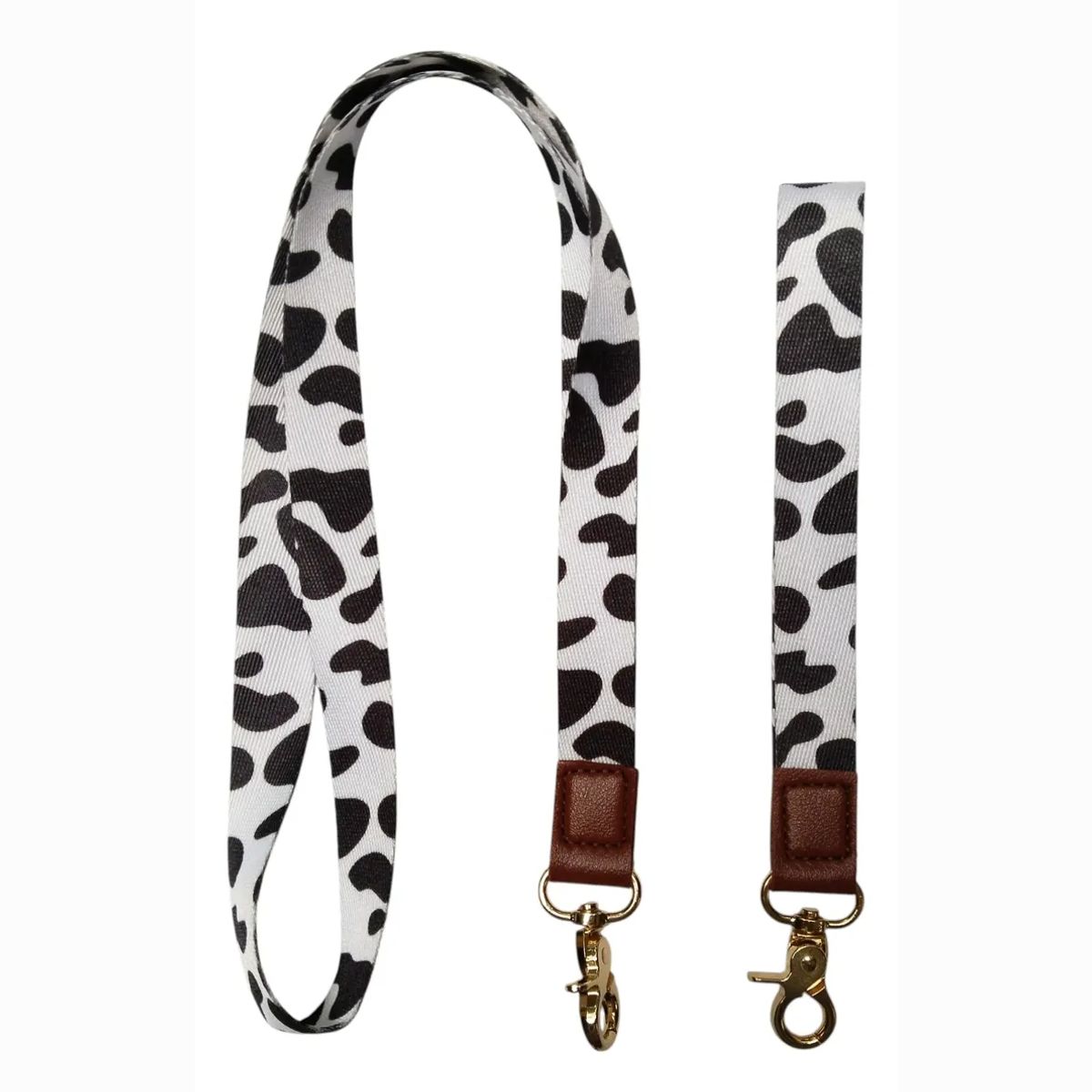GENERICO - Set Lanyard y Muñequera Multiuso para Llavero o Credencial 44 y 16cm Animal Print Vaquera
