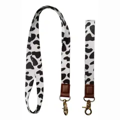 GENERICO - Set Lanyard y Muñequera Multiuso para Llavero o Credencial 44 y 16cm Animal Print Vaquera
