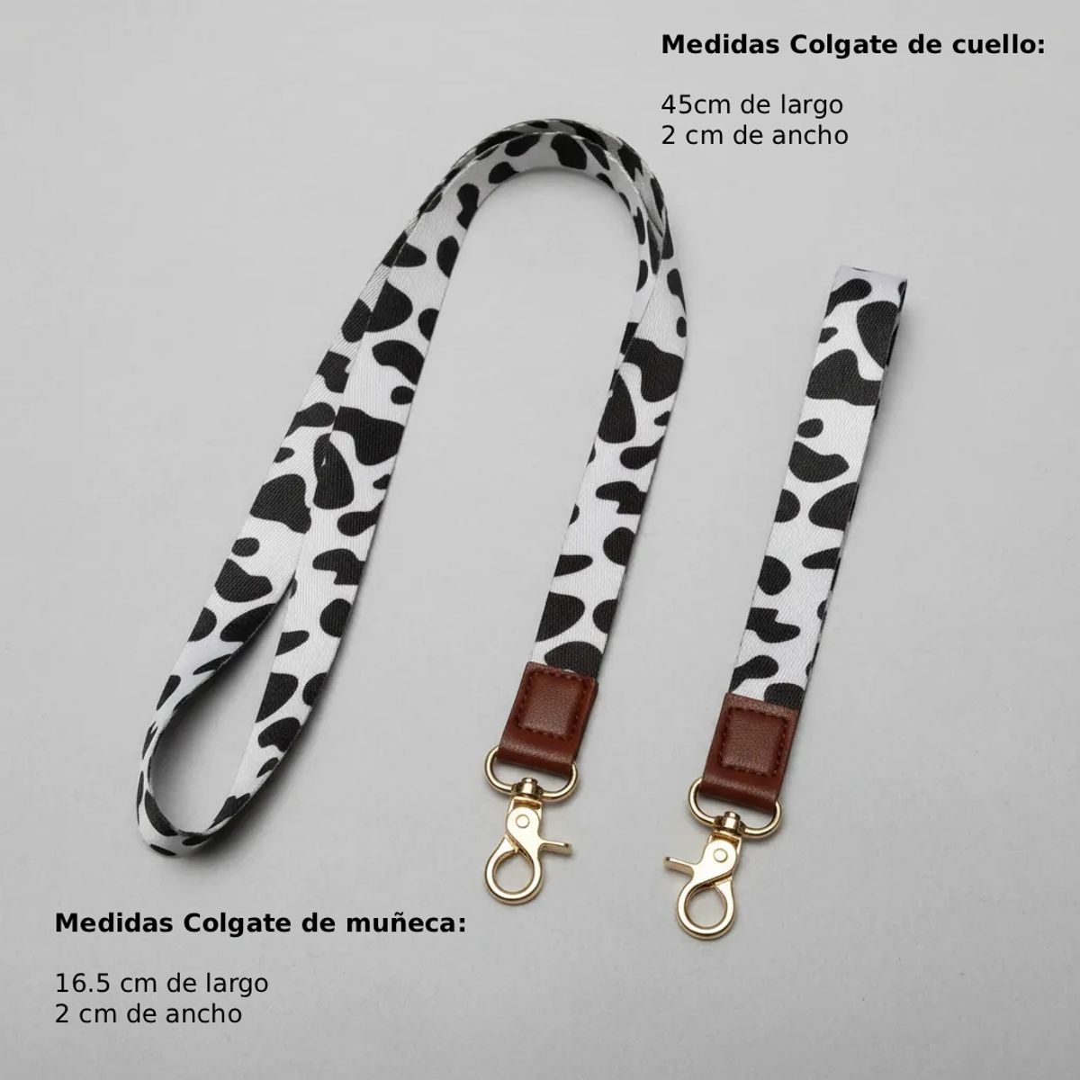 GENERICO - Set Lanyard y Muñequera Multiuso para Llavero o Credencial 44 y 16cm Animal Print Vaquera