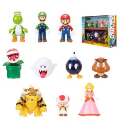JAKKS PACIFIC - Super Mario Set 10 Figuras Amigos Y Enemigos Friends and Foes Nintendo