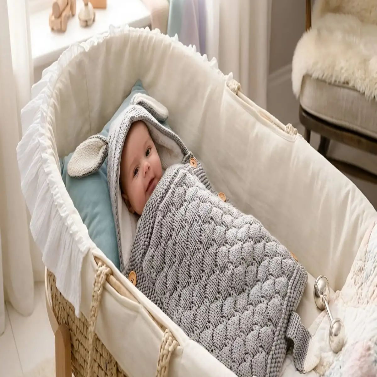 GENERICO - Saco de Dormir para Bebe con Capota y Forro cálido tejido