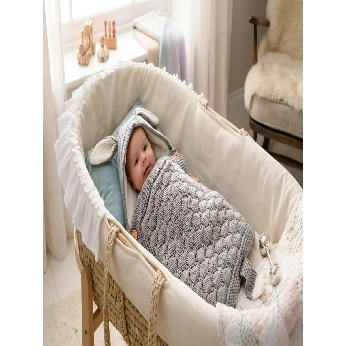 GENERICO - Saco de Dormir para Bebe con Capota y Forro cálido tejido