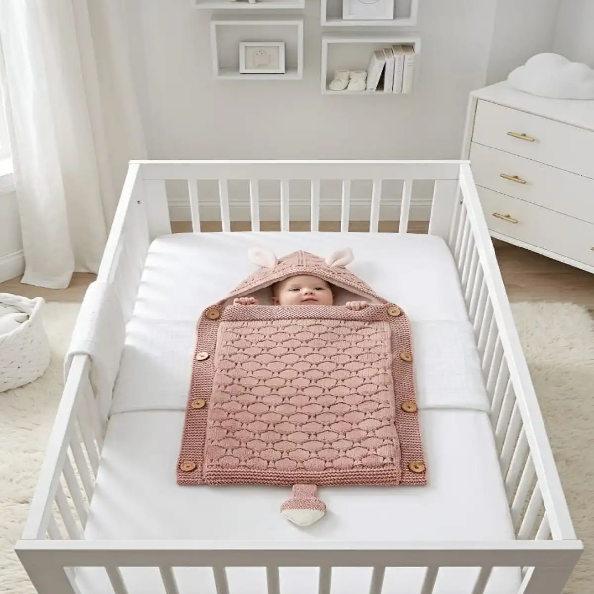 GENERICO - Saco de Dormir para Bebe con Capota y Forro cálido tejido