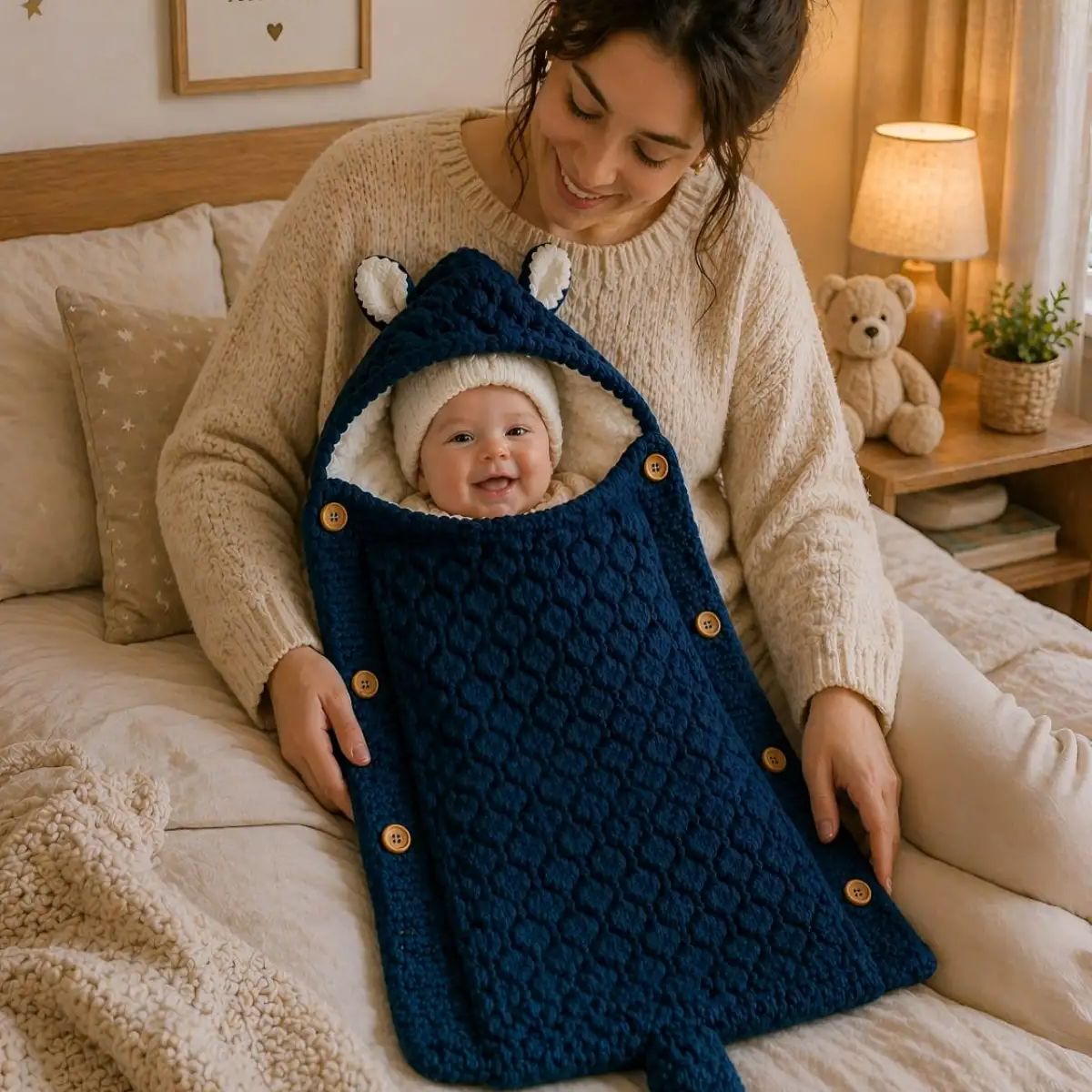 GENERICO - Saco de Dormir para Bebe con Capota y Forro cálido tejido