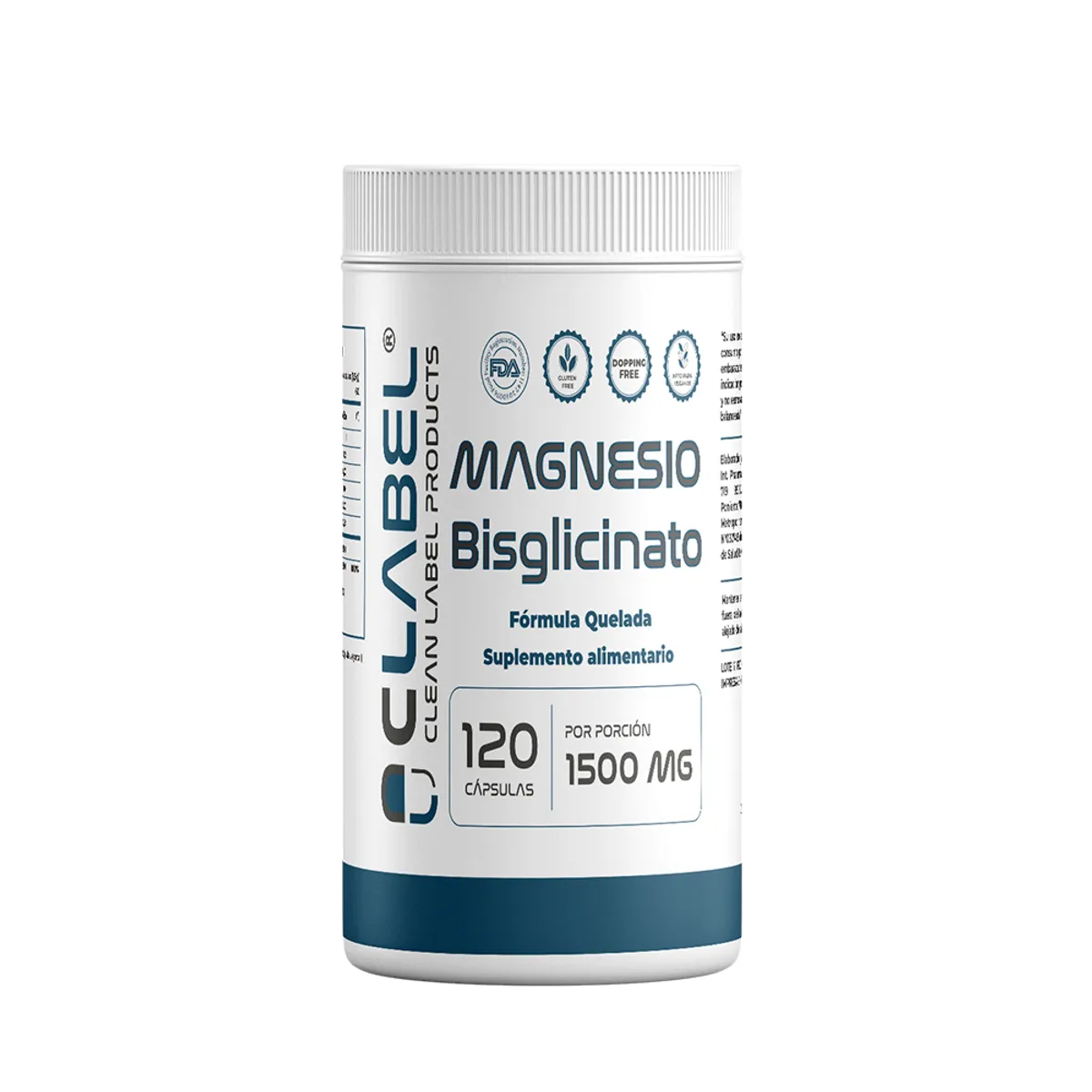 GENERICO - Magnesio Bisglicinato 1500mg 120 cápsulas Clean Label