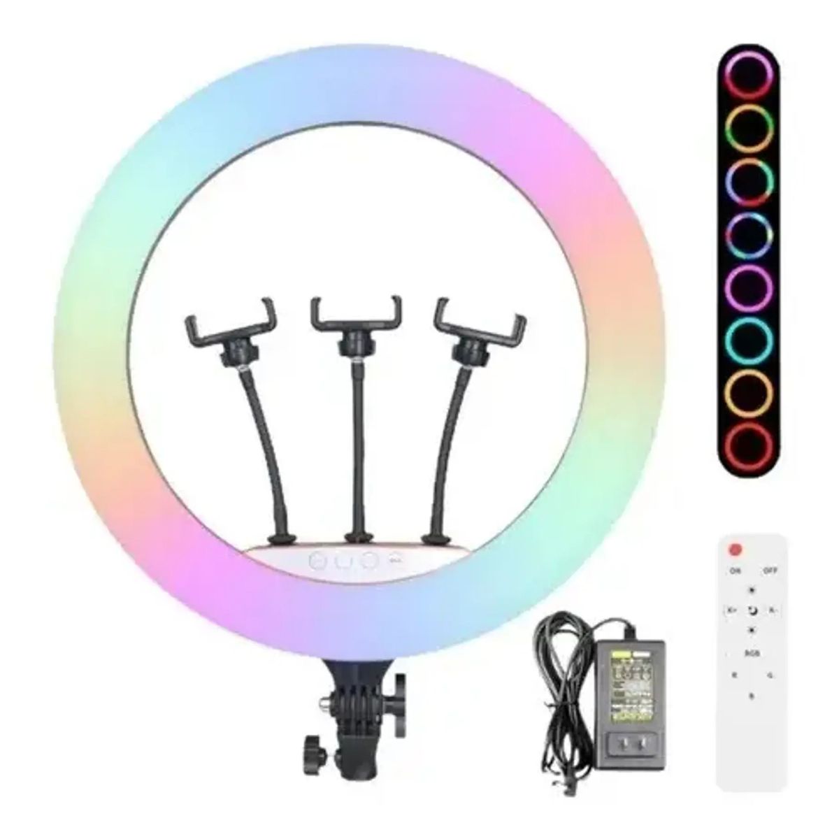 Aro Luz Led Multicolor 56cm + Control + Trípode + RGB 22 Pulgadas, marca GENERICO - Foto Principal