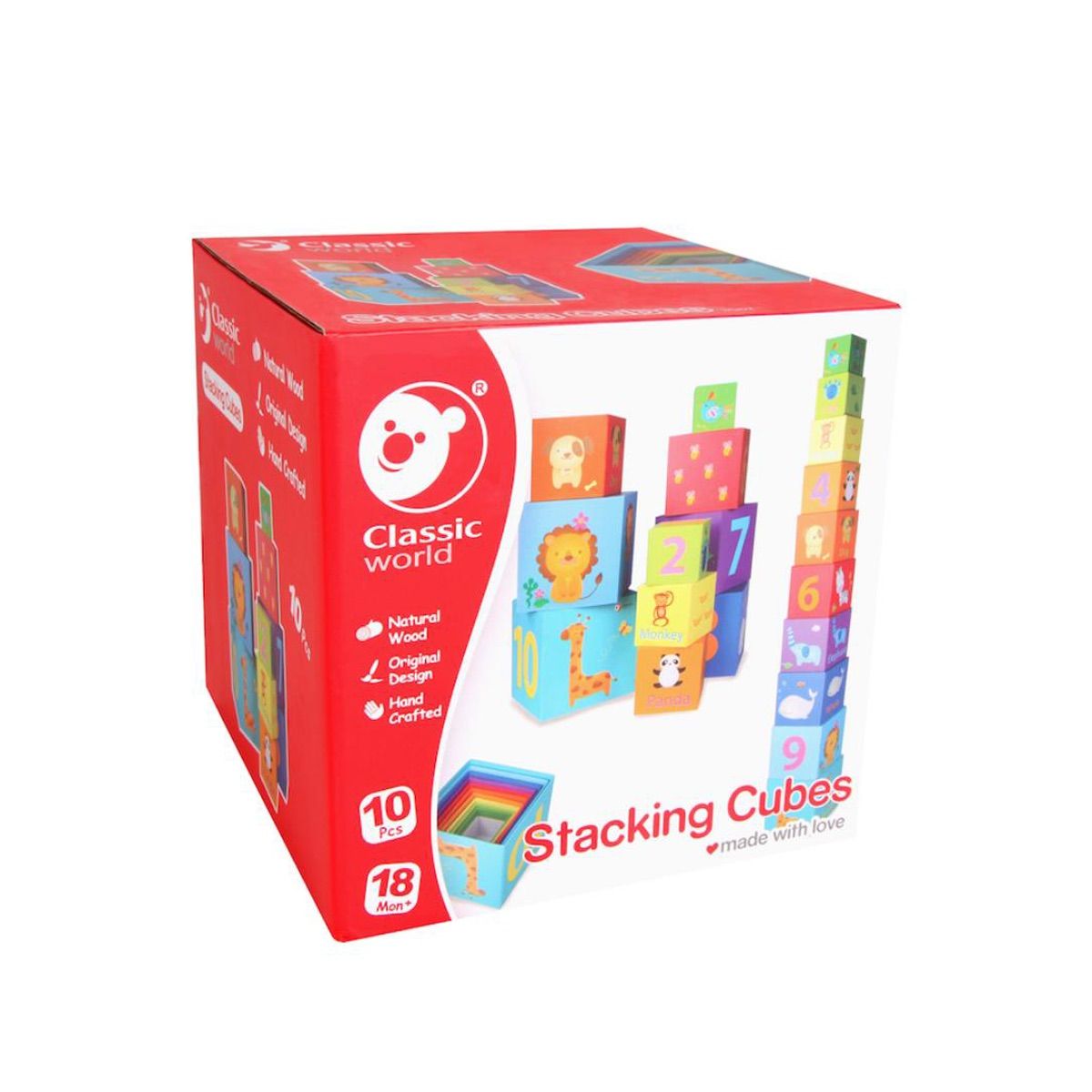 CLASSIC WORLD - Cubos Apilables Animales y Números Classic World