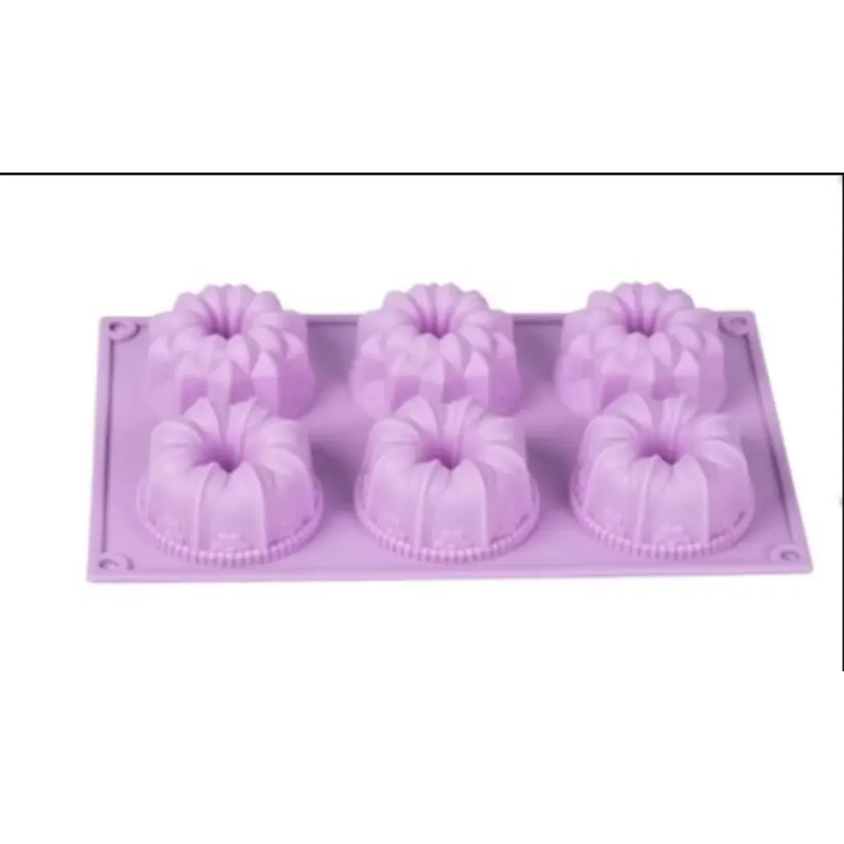 GENERICO - Molde de silicona multiforma para mini bizcochos con 6 cavidades en Lila