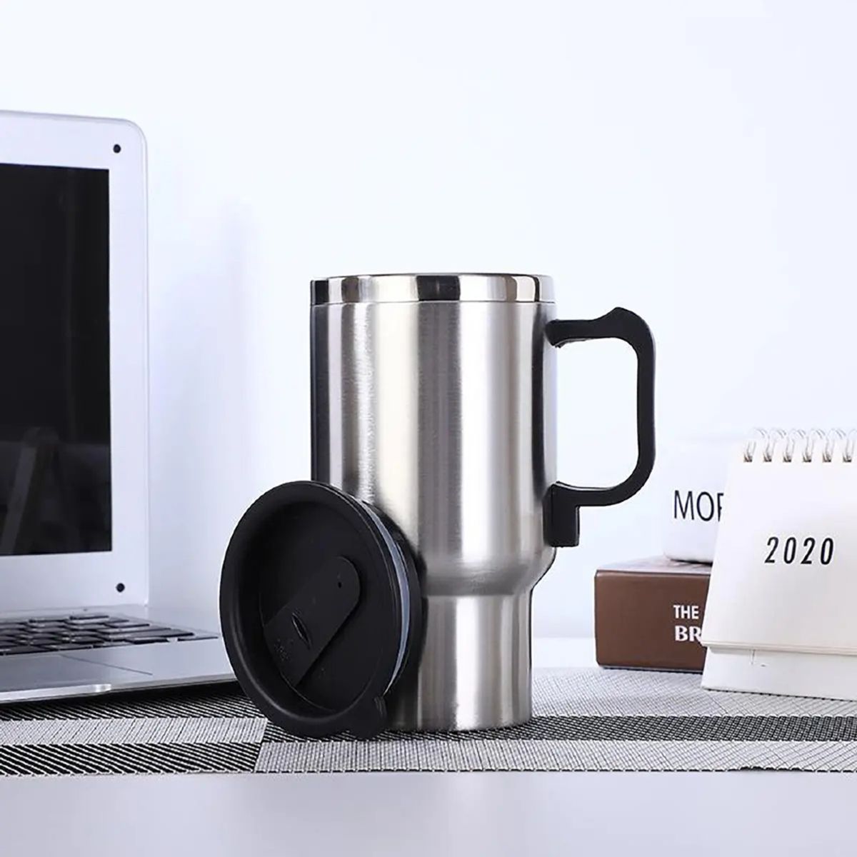 IRM - Vaso Termico Auto 480ml Electrico 12v Acero Tazon Mug Cafe Bebida Caliente Pro FIGOIMPORT