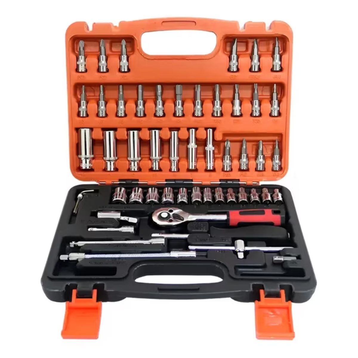GENERICO - Caja Herramientas Set Kit Juego Dados Chicharra Llaves Corona 53 Piezas