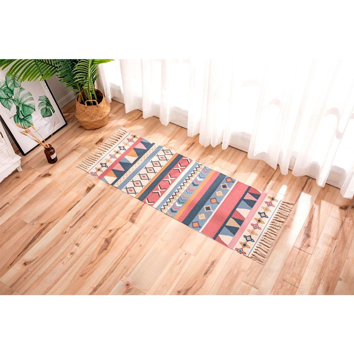 GENERICO - Alfombra De Lino y Algodón Con Diseño3  60 x150