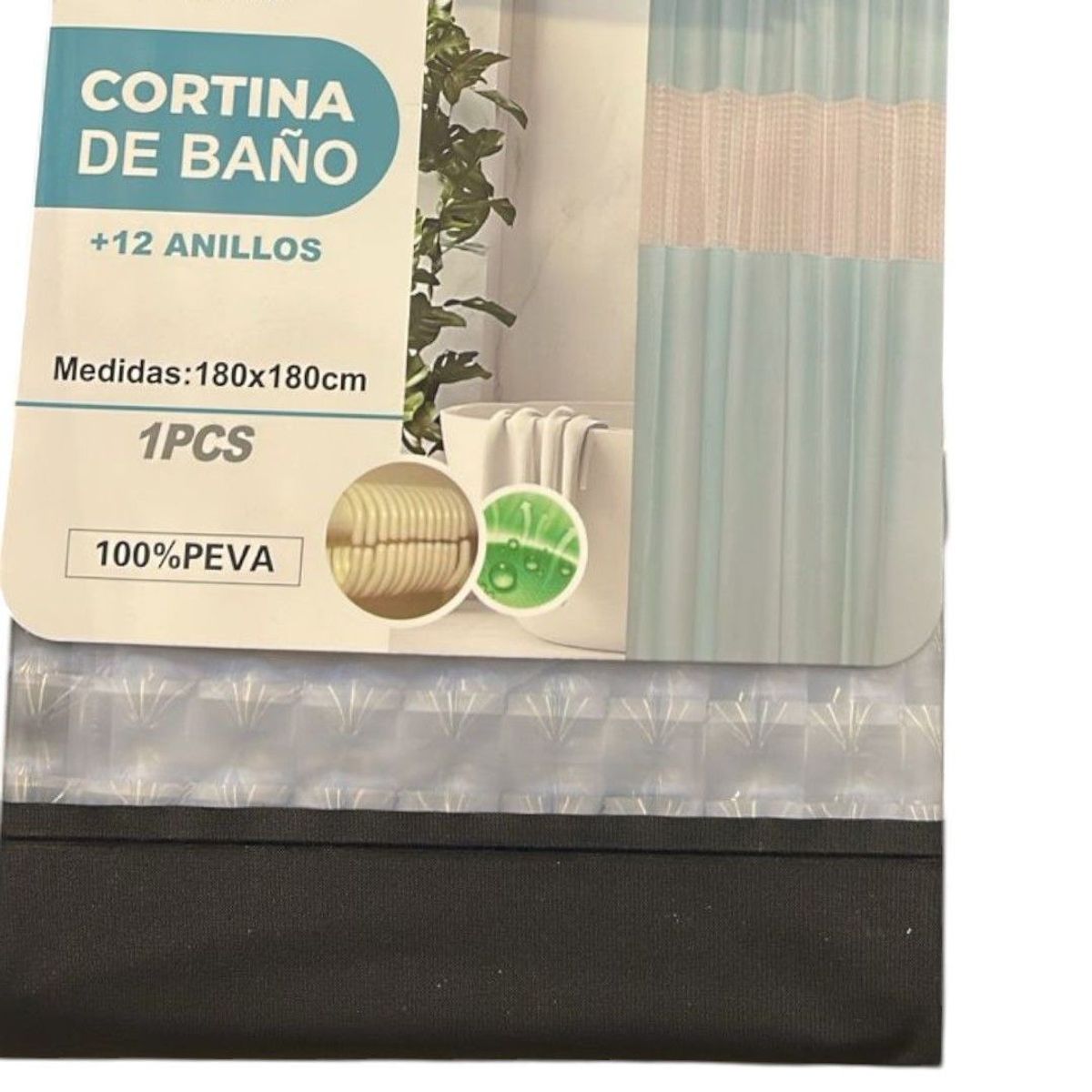 GENERICO - Cortina de Baño Impermeable 180x180Cm