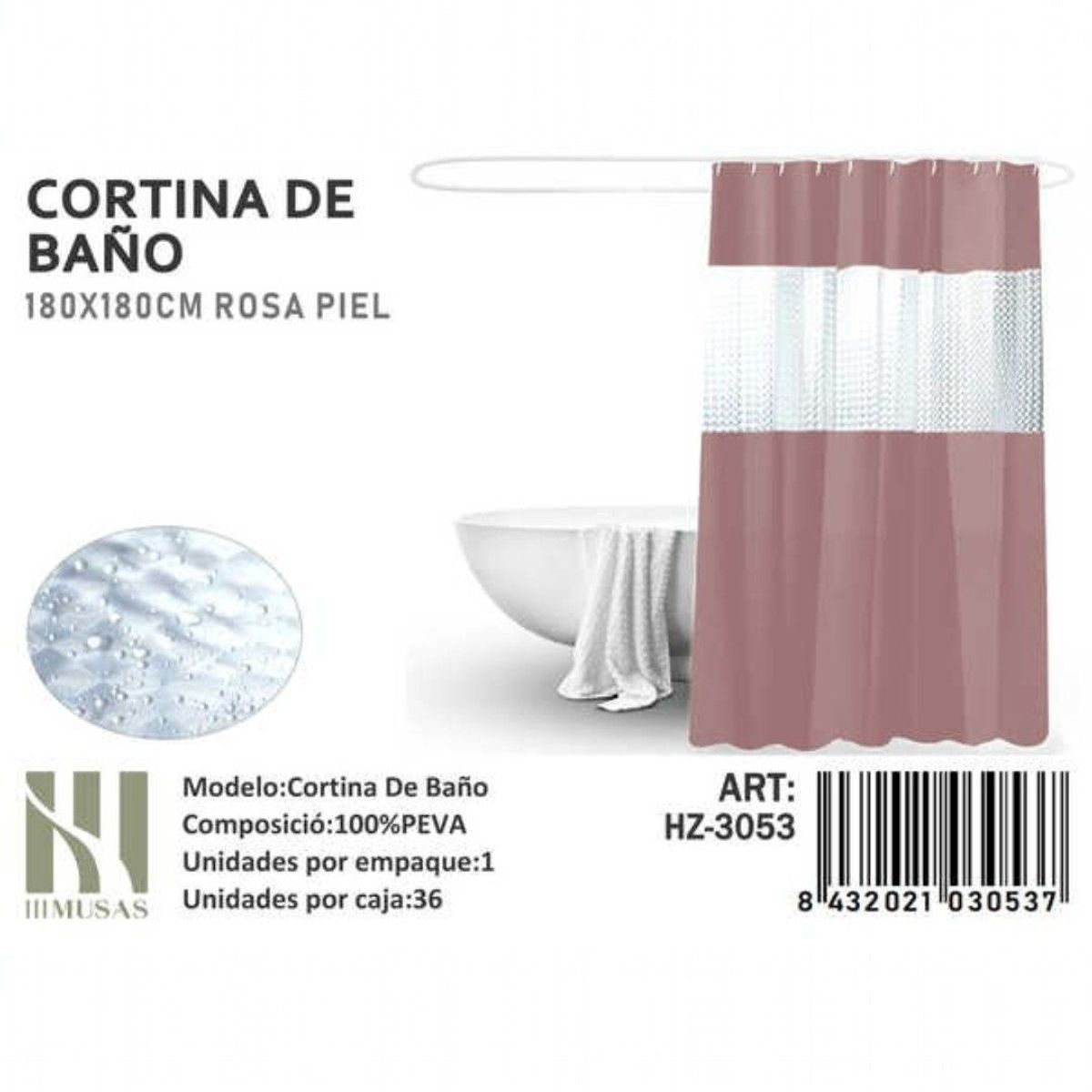 GENERICO - Cortina de Baño Impermeable 180x180Cm