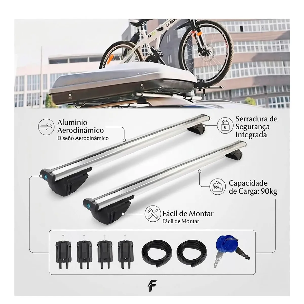 GENERICO - Barra De Techo Aluminio Porta Equipaje
