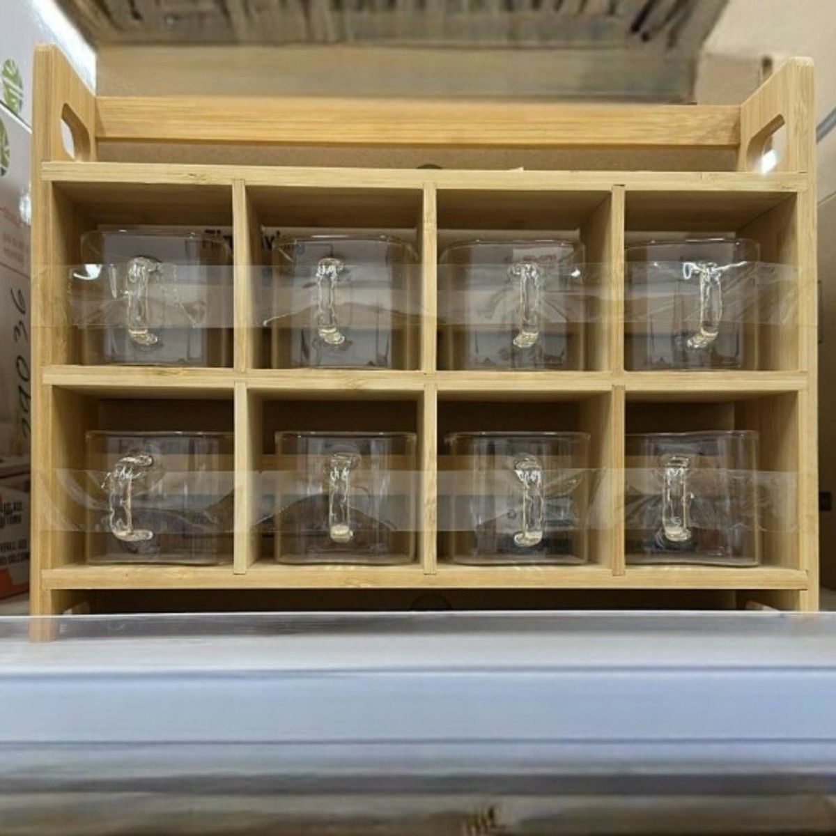GENERICO - Set 8 Frascos Para Condimentos Vidrio Tapa Bambu + Soporte