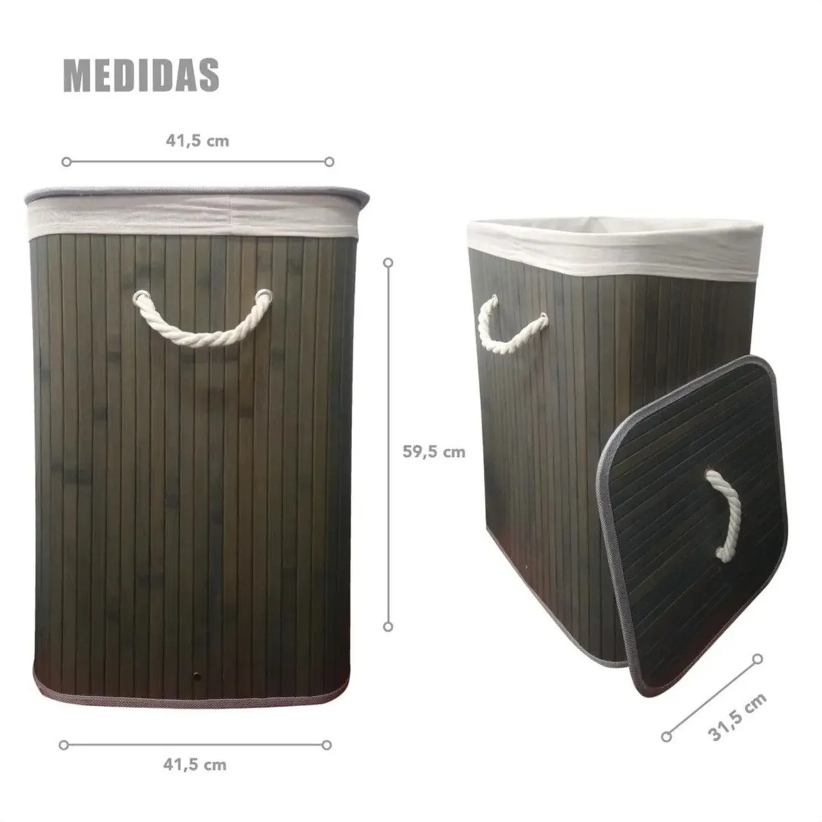 GENERICO - Cesto De Ropa Rectangular Bambú