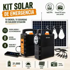 MOVI - Kit solar de emergencia, hasta 50 horas de duración con ampolletas incluidas.