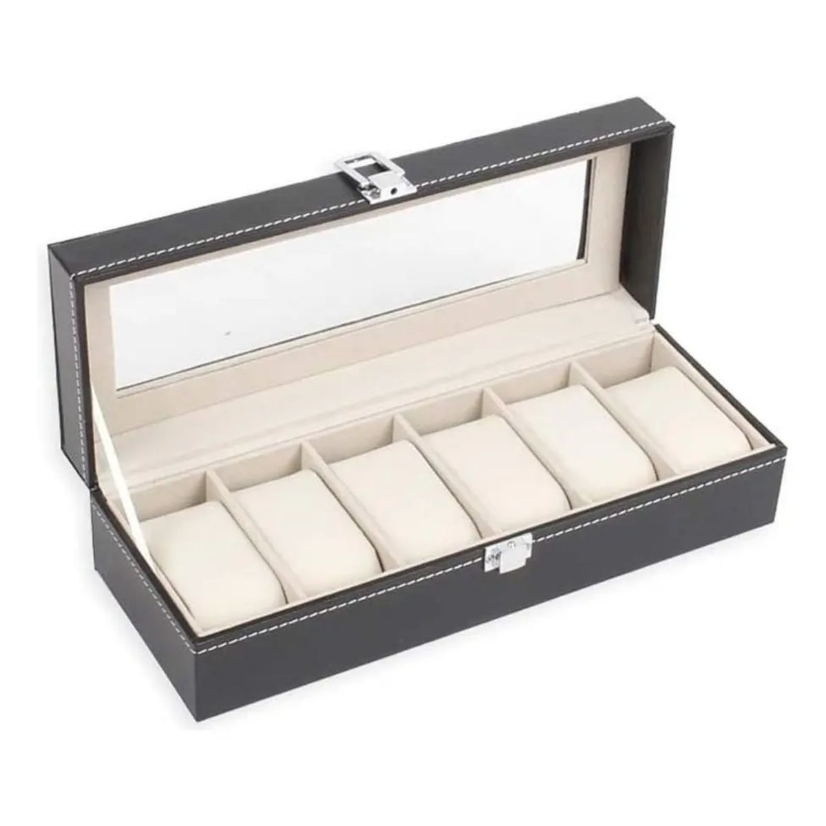 GENERICO - Caja Organizadora Relojes 6 Espacios Estuche Exhibidor Elegante Proteccion