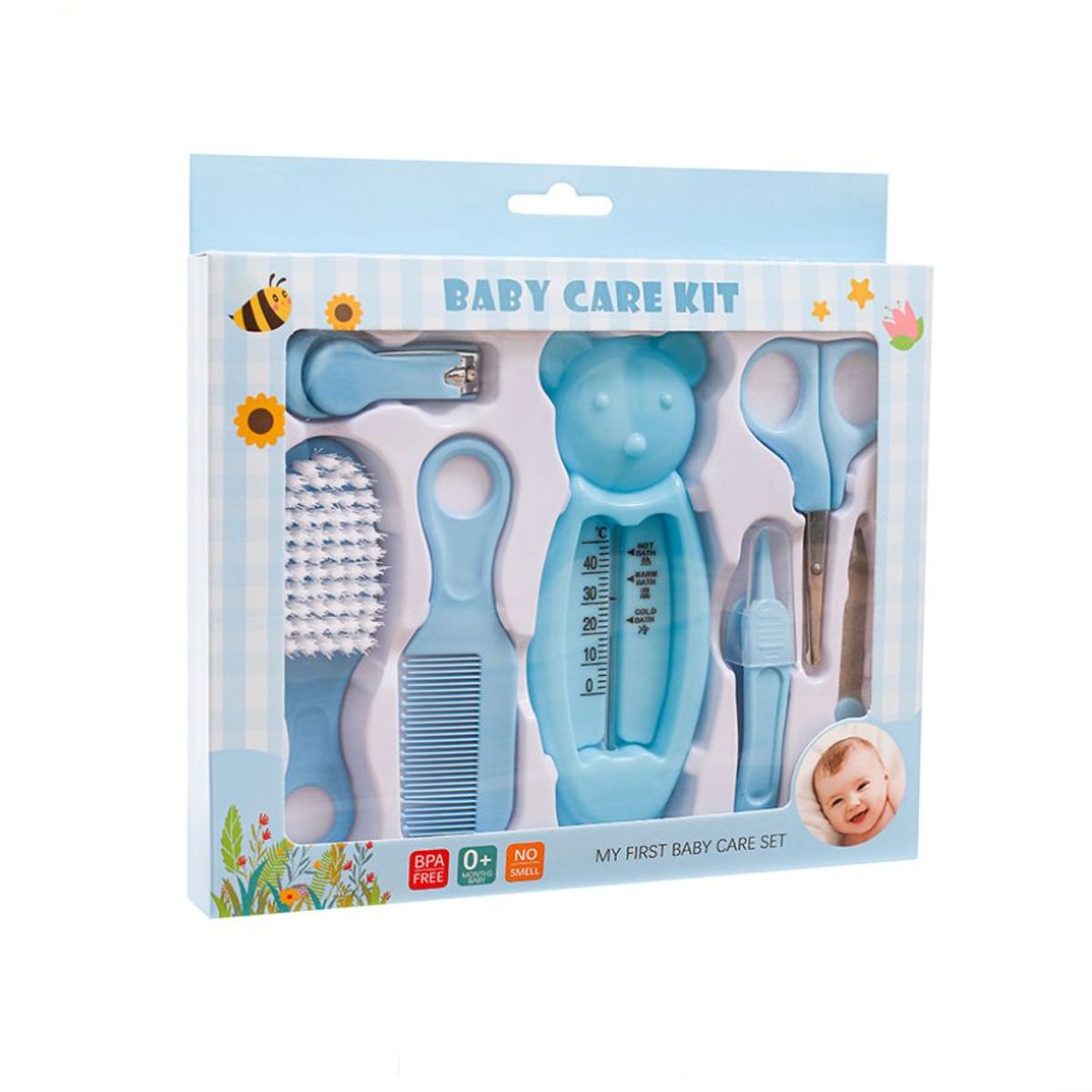 GENERICO - Set De Higiene Y Cuidado Para Bebe De 7 Piezas Kit Azul