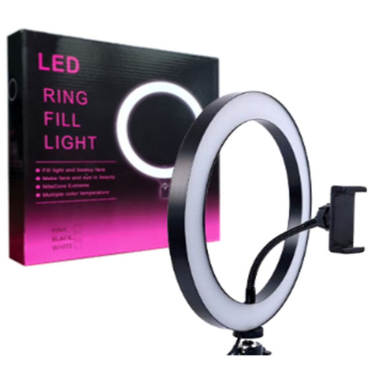 GENERICO - Aro De Luz LED Con Trípode Y Soporte Para Celular 26 Cm