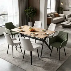 ELEMENT DESIGN - Juego De Comedor Siena 6 Sillas Tapizadas Modernas Con Apoyabrazos