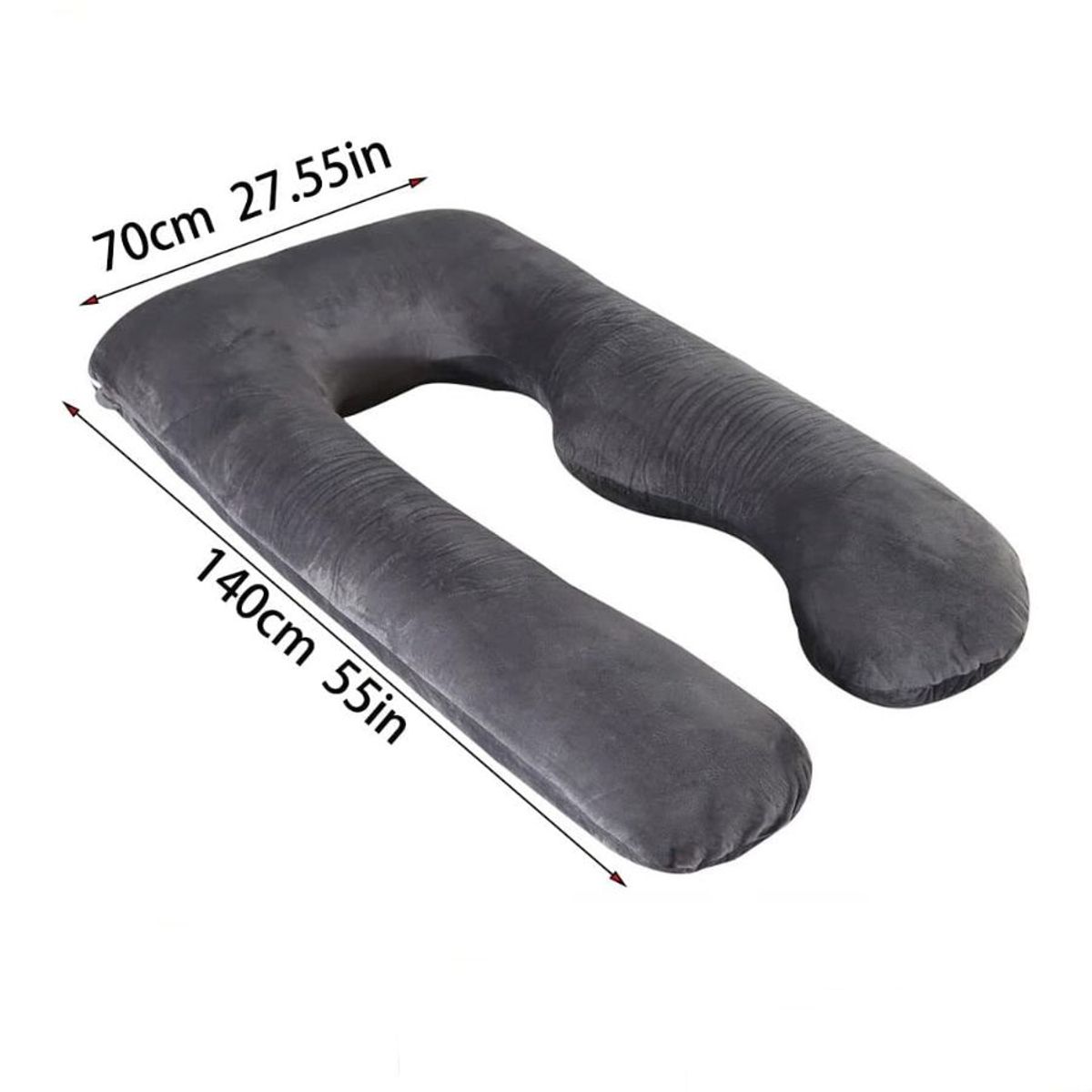 GENERICO - Cojín Multifuncional Terciopelo Almohada De Maternidad Gris 140x70cm