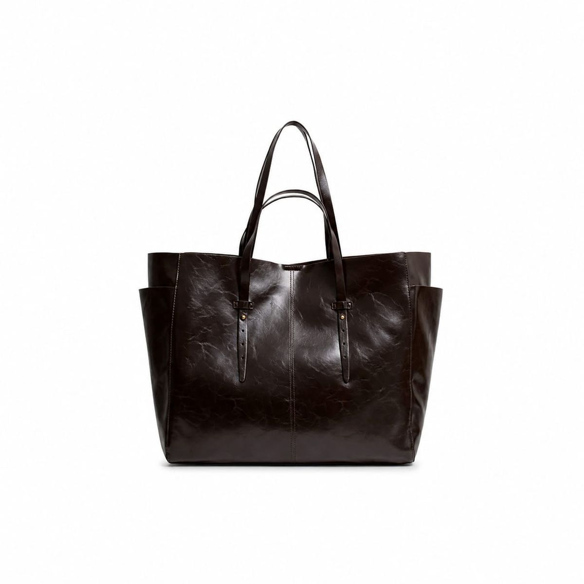 GENERICO - CARTERA SHOPPER DOBLE ASA CHOCOLATE CON ESTUCHE 56x37x20CM