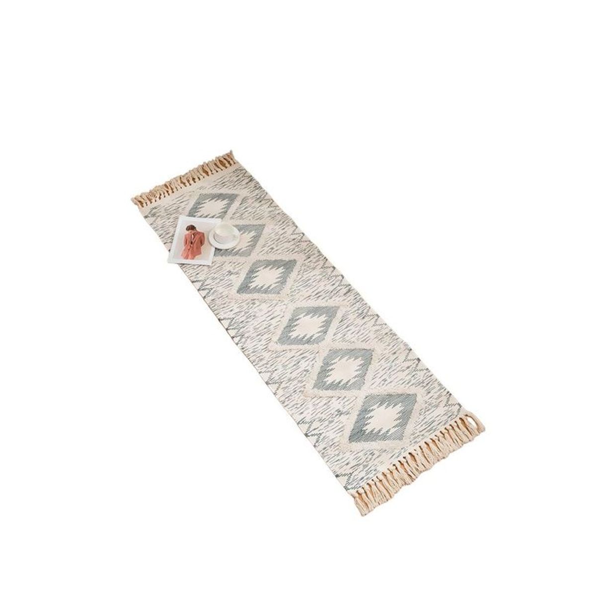 GENERICO - Alfombra De Lino y Algodón Con Diseño4  60 x210