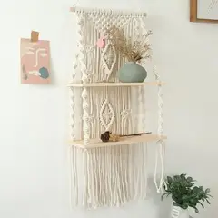 GENERICO - Estante Para Colgar De Macramé Hecho A Mano Con Borlas