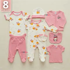 JUMP KIDS - Set Ajuar Bebé 8 Piezas Surtido NIÑA 100% Algodón
