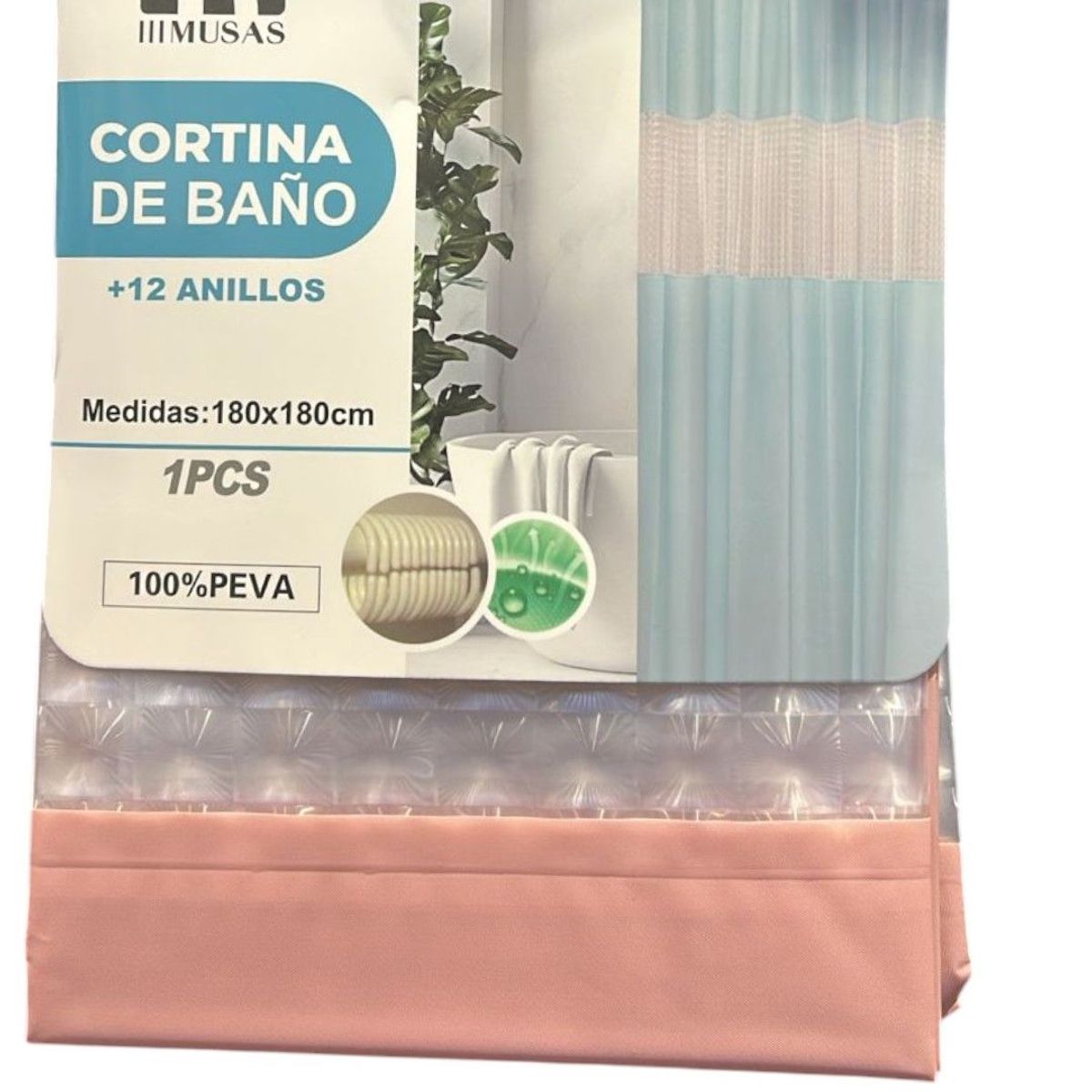 GENERICO - Cortina de Baño Impermeable 180x180Cm
