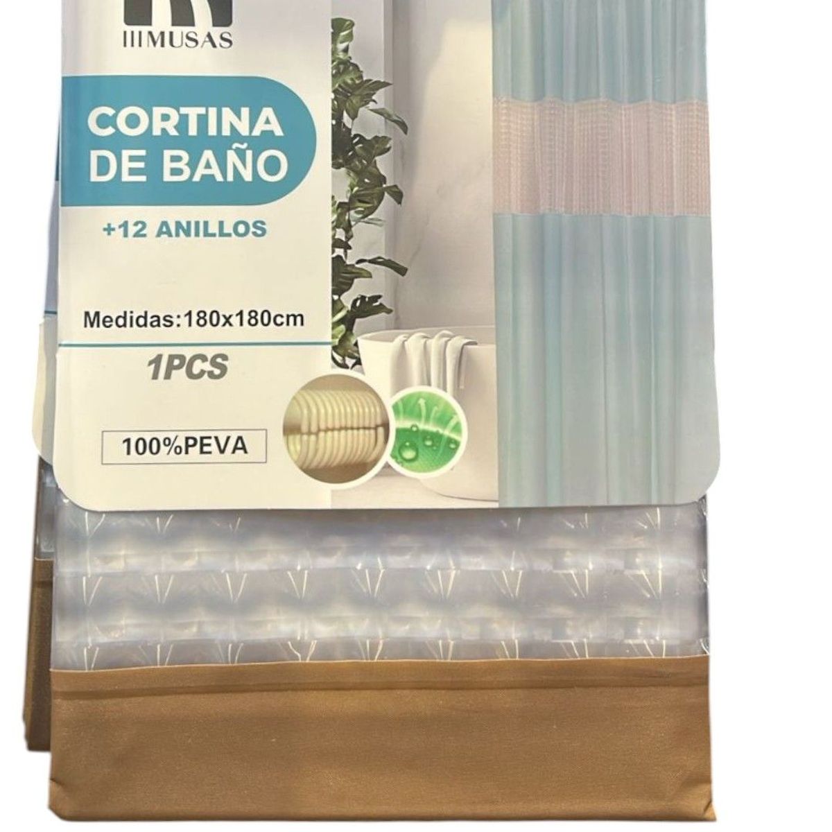 GENERICO - Cortina de Baño Impermeable 180x180Cm