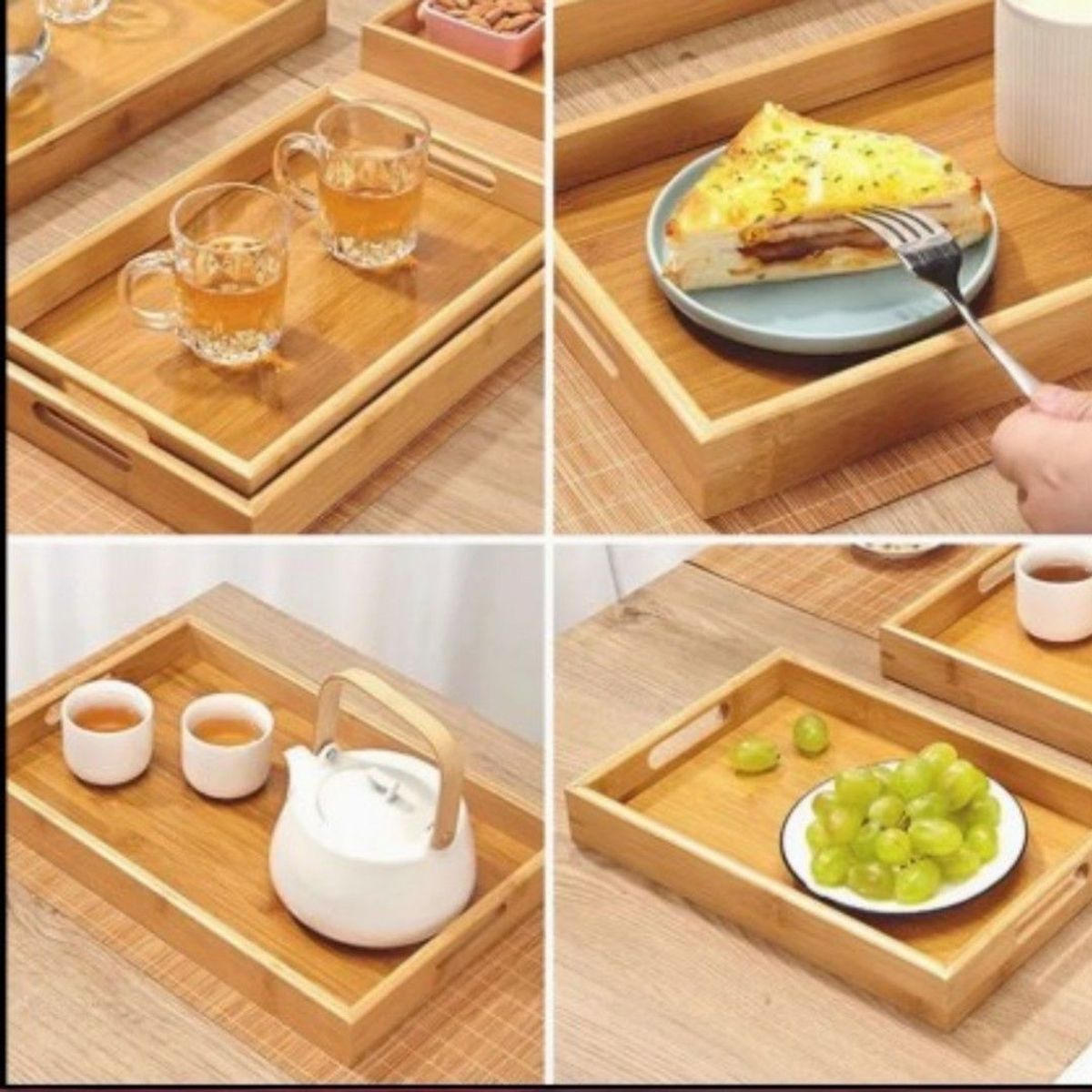 GENERICO - Set Bandeja de Servicio de Bambú