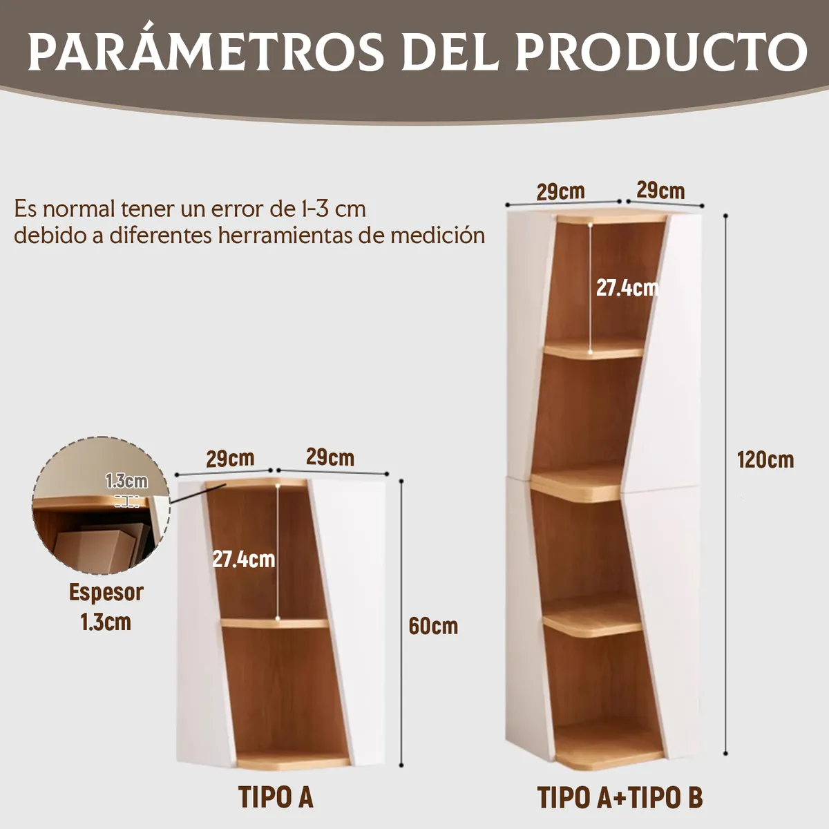 ROHE - Biblioteca Librero Modular Apilable Con 4 Niveles 30*30*120cm