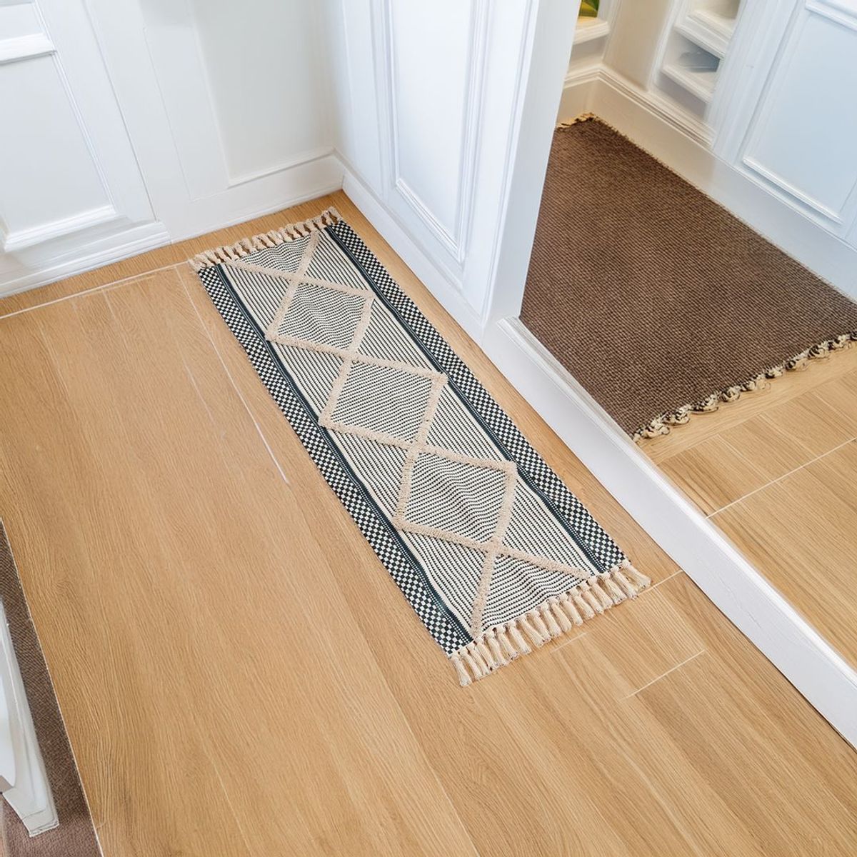 GENERICO - Alfombra De Lino y Algodón Con Diseño3  60 x210